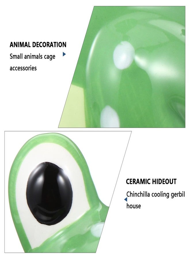 HALONTIN Hamster Hideout, Ceramic Hamster House, Frog Shape Chinchilla Cooling Gerbil House, Small Animal Decoration Cage Accessories - Image 4